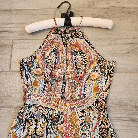 1.State Jumpsuit 2 Paisley Black Red Halter Wide Leg Back Tie Boho Comfy New$100 - Picture 15 of 16